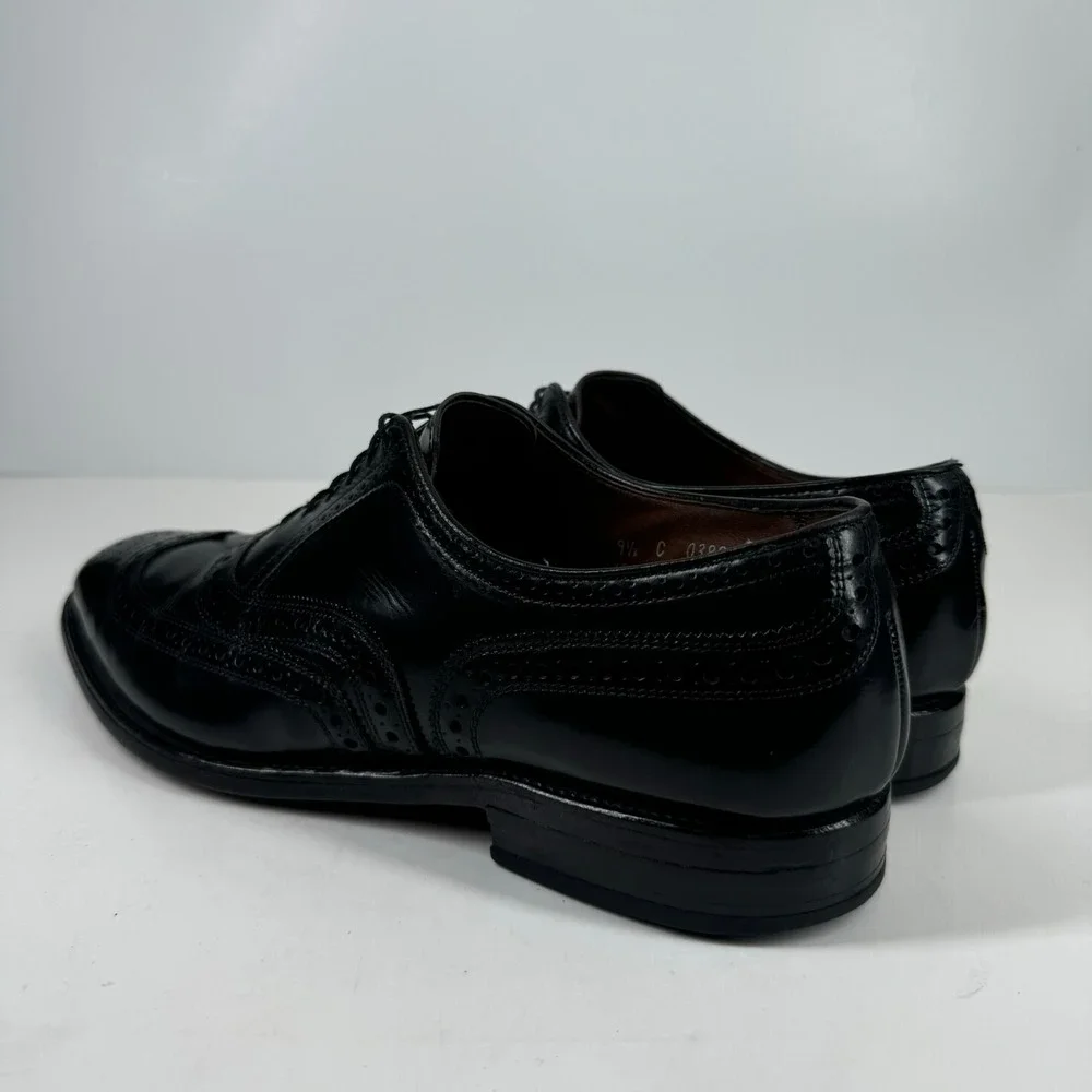 Allen Edmonds McAllister Men's 9.5C Black Leather Wingtip Oxford Dress Shoe 6215